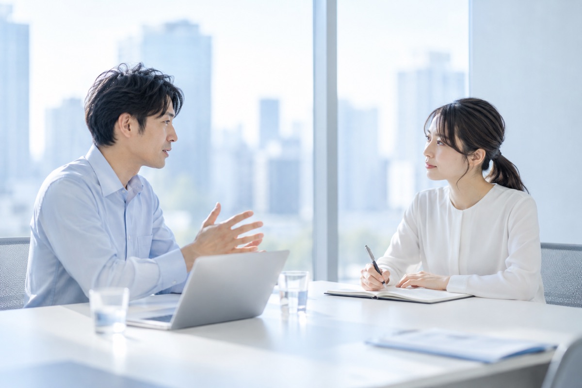 1on1で対話するコーチと受講者